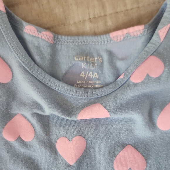 Kids Heart Print Dress - Blue and Pink - Picture 2 of 3
